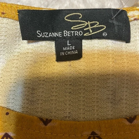 🤎 SUZANNE BETRO SIZE L BABYDOLL TIERED GOLD FLORAL LOOSE DRESS NWOT BOHO STYLE - Picture 6 of 12